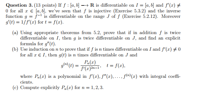 Solved Question 3 13 Points If F A B R Is Diffe Chegg Com