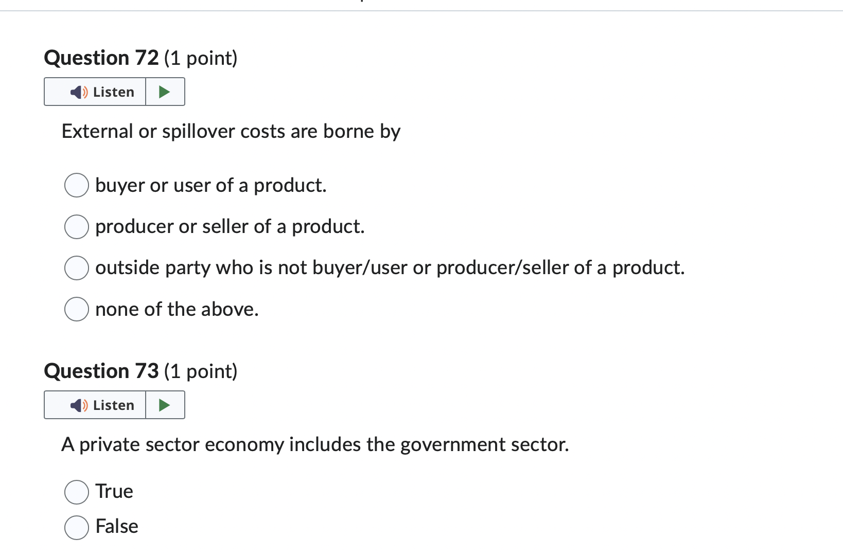 Solved External or spillover costs are borne by buyer or