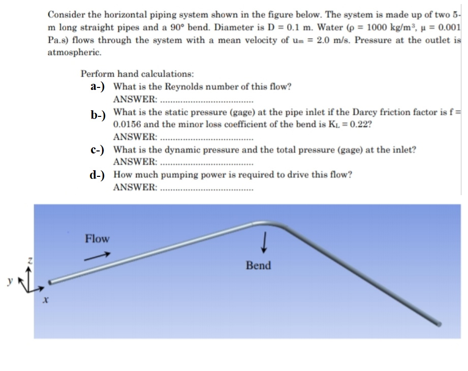Solved Consider the horizontal piping system shown in the | Chegg.com
