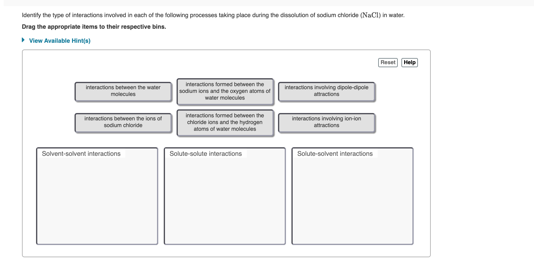 Solved The following substances dissolve when added to