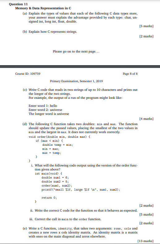 Solved Question 11memory Data Representation In C A Chegg Solved Question 11memory Data Representation In C A Chegg