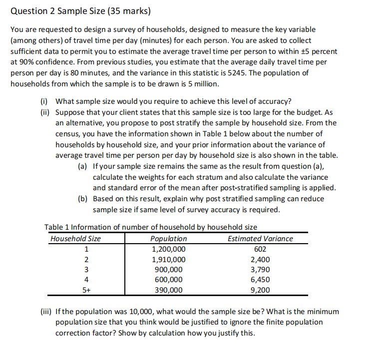 Population size per household size and number of households per