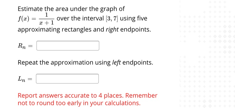 Solved Estimate the area under the graph of 1 f(x) over the | Chegg.com