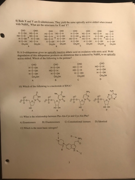 Solved 8) Both X and Y are Daldohexoses. They yield the
