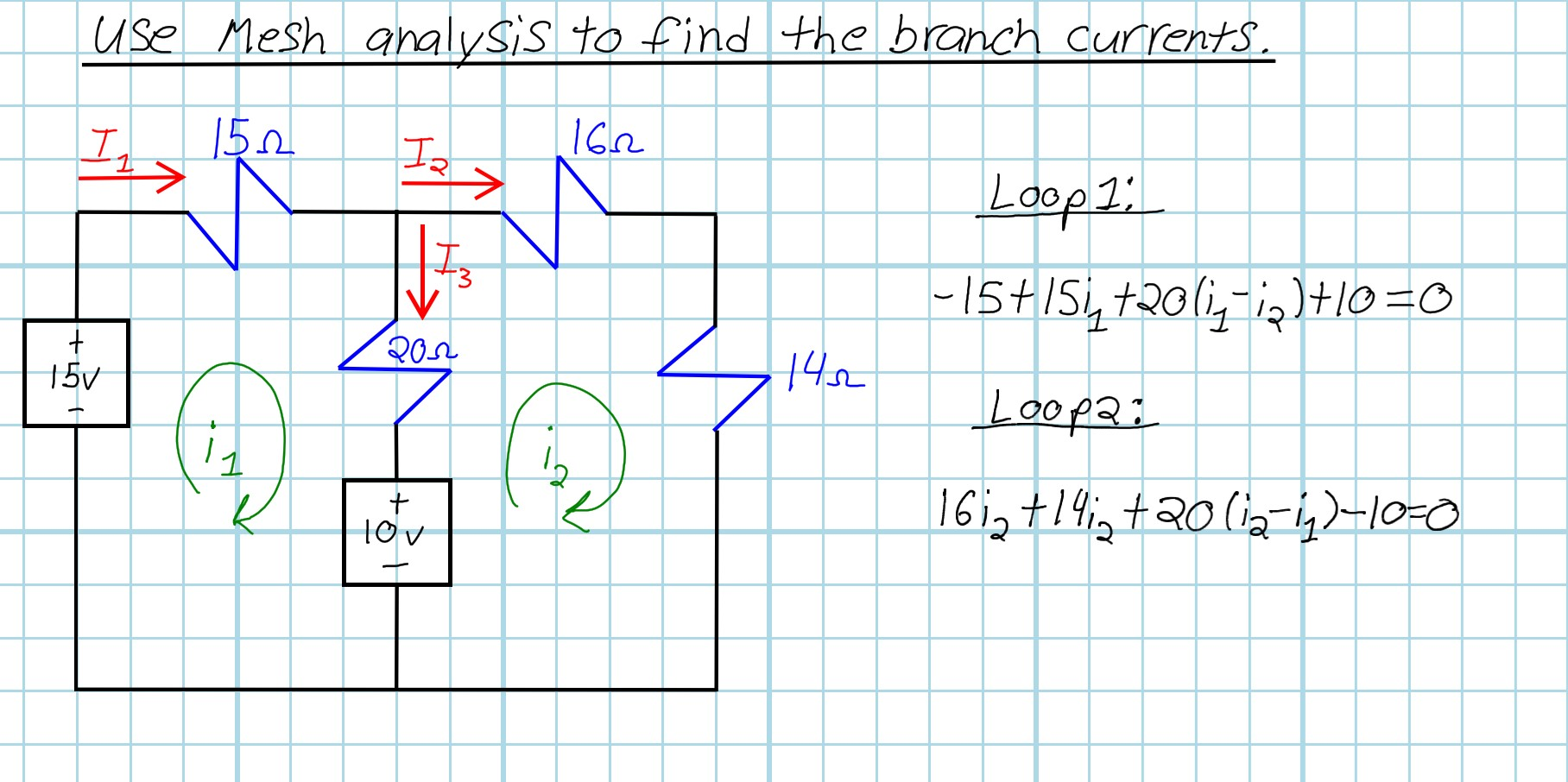 Solved use Mesh analysis to find the branch currents. Т. 1 | Chegg.com