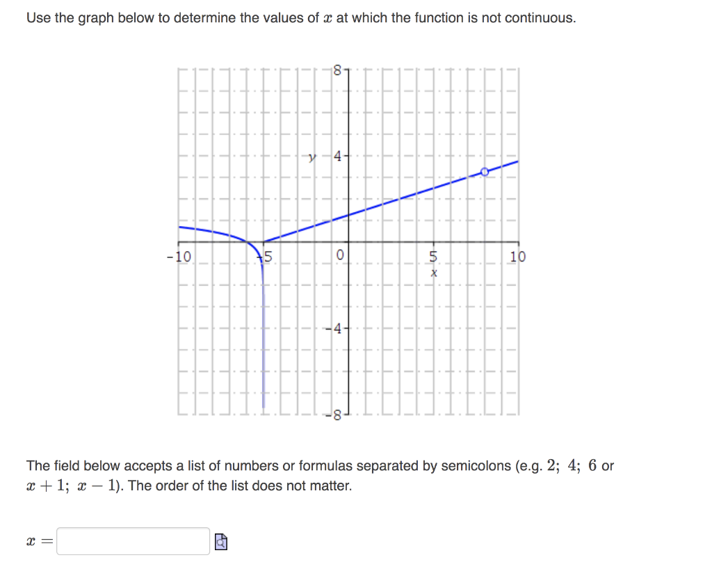 Solved Use the graph below to determine the values of x at | Chegg.com