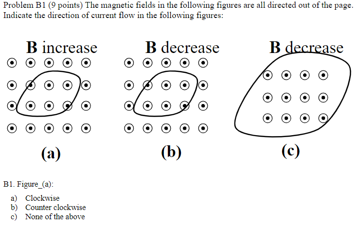 Solved Problem B1 (9 points) The magnetic fields in the | Chegg.com