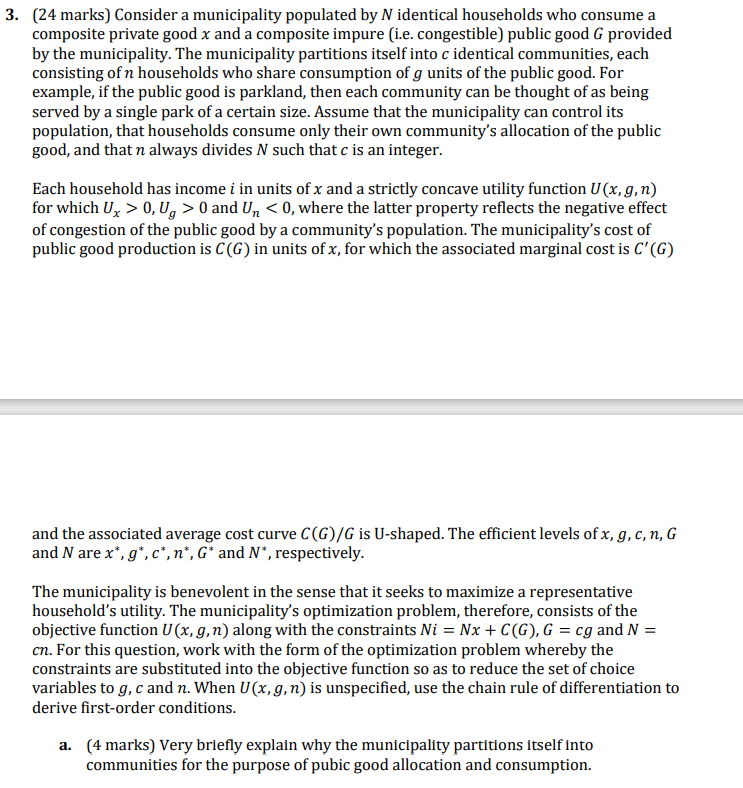 3 24 Marks Consider A Municipality Populated By Chegg Com