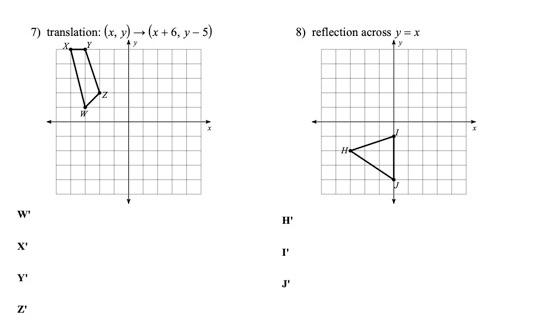 Solved 7 Translation X Y X 6 Y 5 8 Reflection Chegg Com