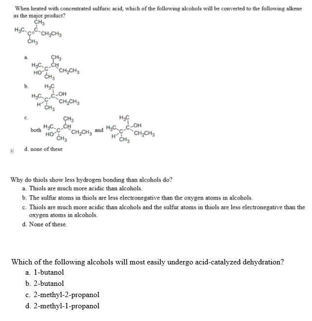 Solved When heated with concentrated sulfuric acid, which of | Chegg.com