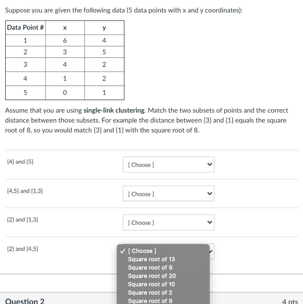 Solved Suppose you are given the following data (5 data | Chegg.com