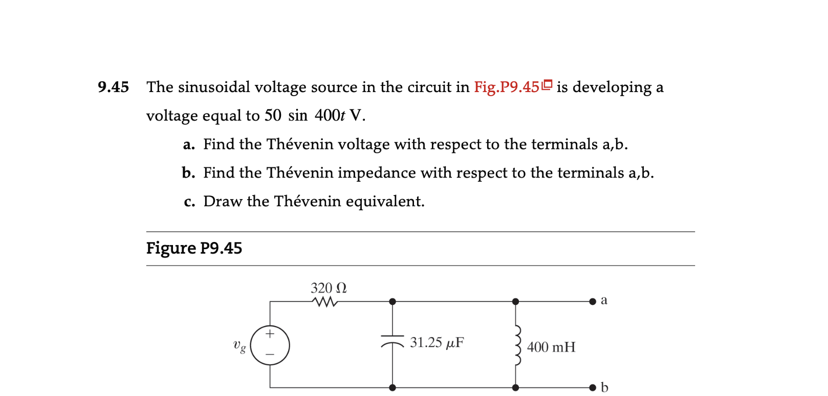 Solved 9.45 The sinusoidal voltage source in the circuit in