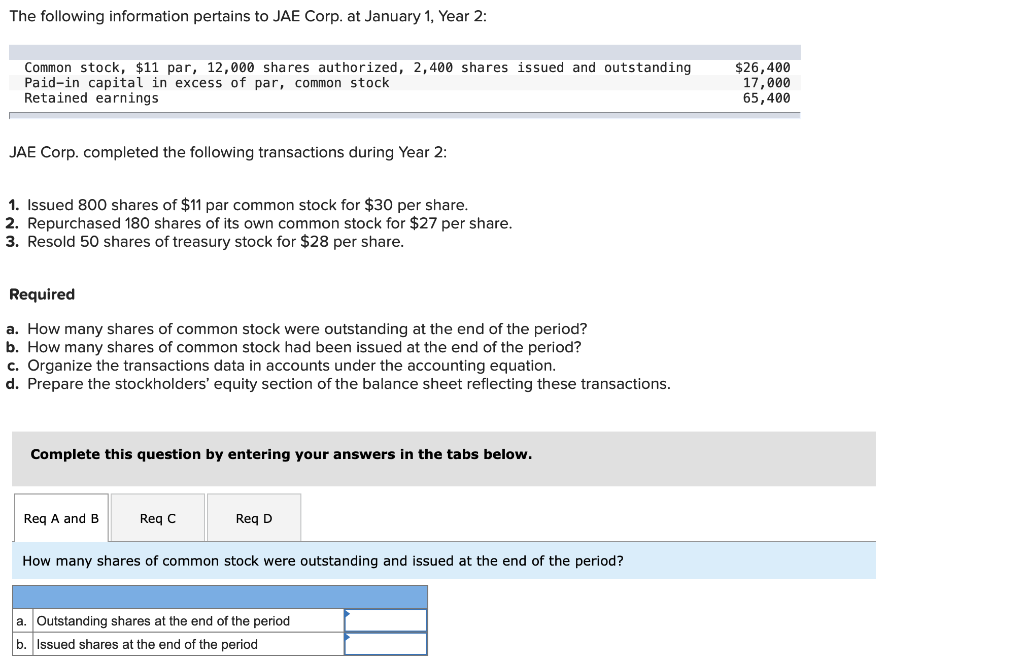 Solved The following information pertains to JAE Corp. at