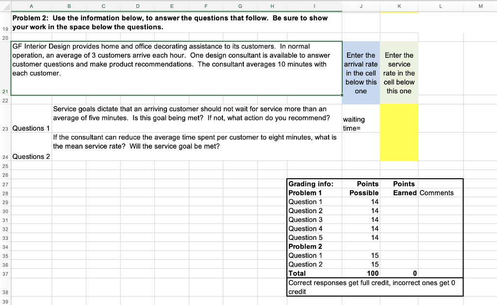 Solved B D H M N 3 1 Analysis Of Waiting Lines Assignment | Chegg.com