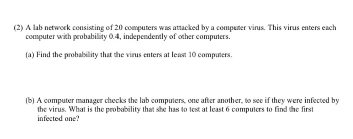 Solved A lab network consisting of 20 computers was attacked | Chegg.com