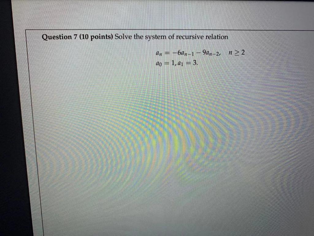 Solved Question 7 (10 points) Solve the system of recursive | Chegg.com