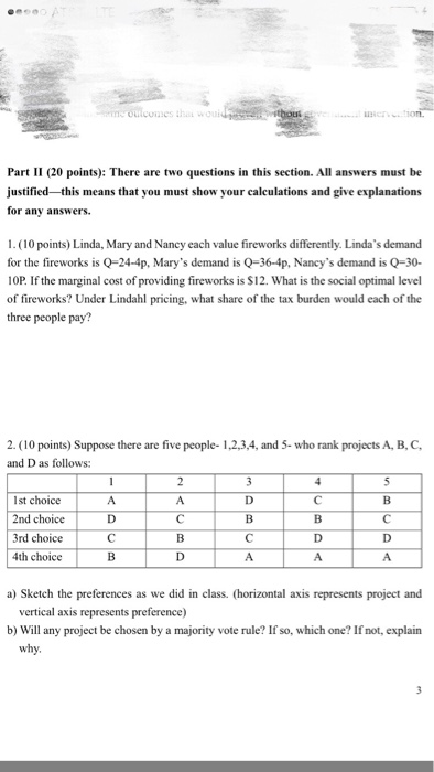Solved oulcomes tha Part II (20 points): There are two | Chegg.com