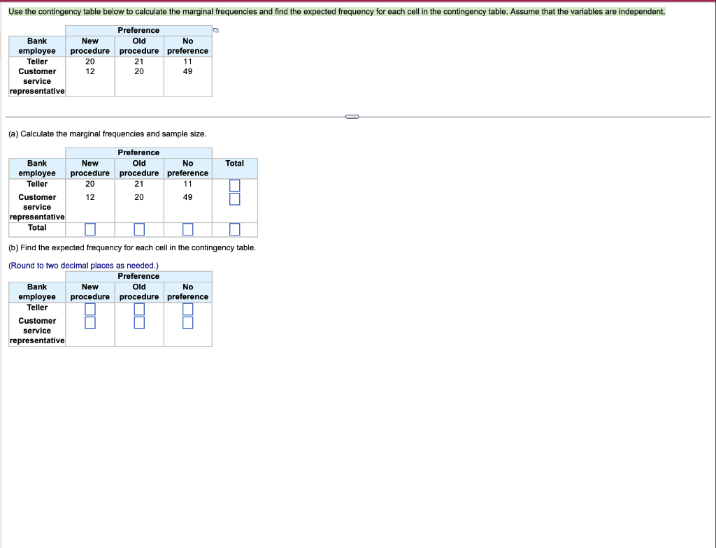 Solved Use The Contingency Table Below To Calculate The