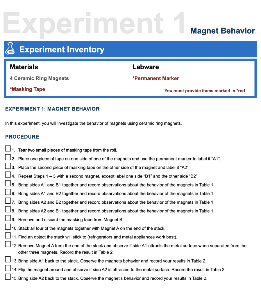 Data Sheet Experiment 1 Data Sheet Table 1: Single | Chegg.com