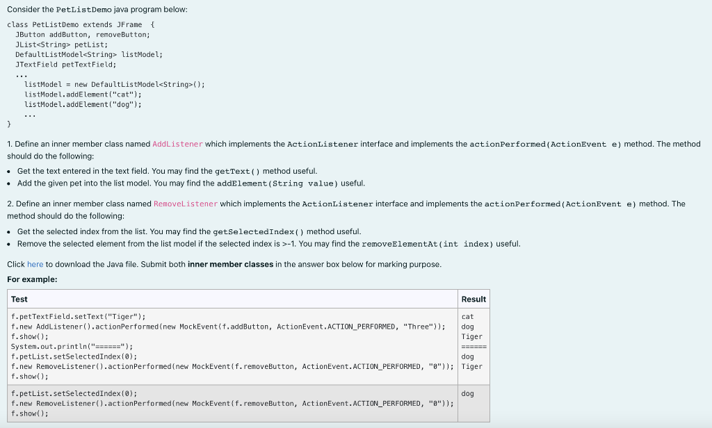 Solved Consider the PetList Demo java program below: class | Chegg.com