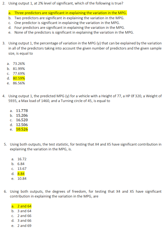 Solved the following 6 questions based on outputs 1 and 2 , | Chegg.com