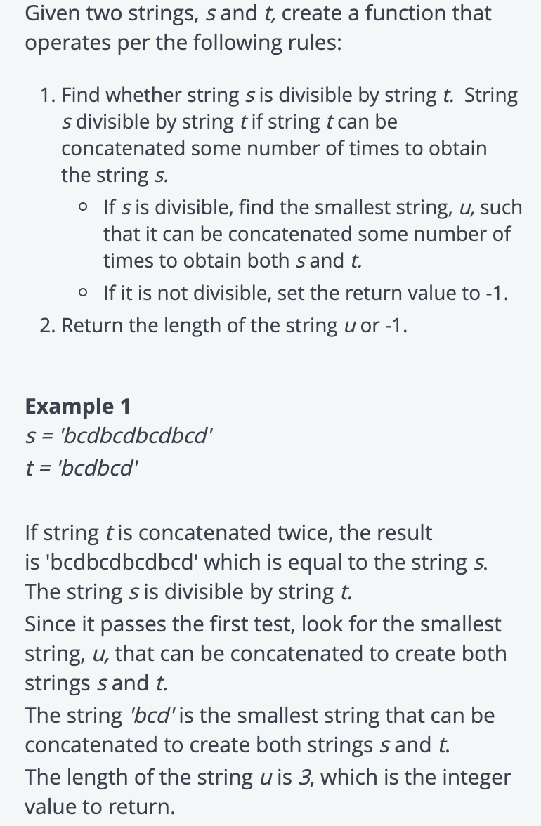 Solved Given two strings, sand t, create a function that | Chegg.com