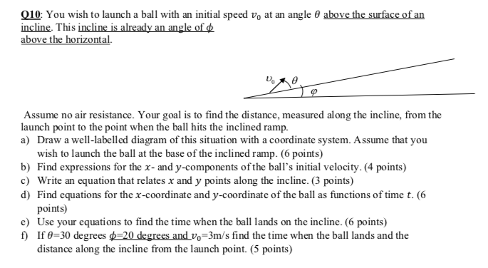 Solved 010: You wish to launch a ball with an initial speed | Chegg.com