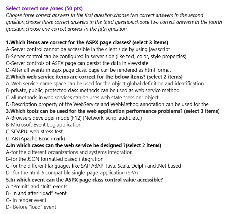 Solved Select correct one /ones (50 pts) Choose three | Chegg.com