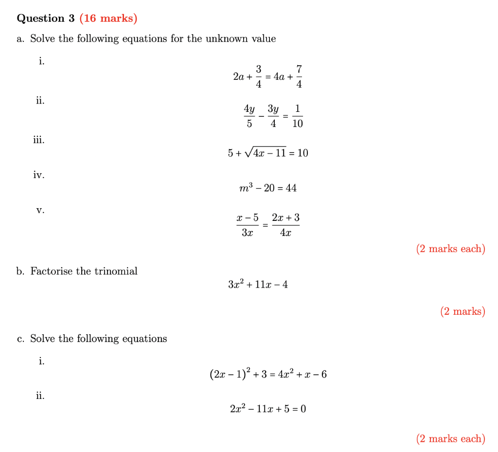 Solved Maths self study questions please show working out