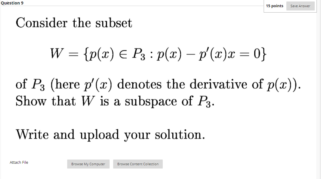 Solved Question 9 15 points Save Answer Consider the subset | Chegg.com