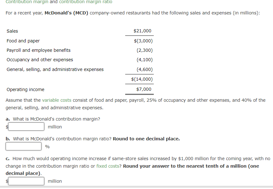 Solved Contribution Margin And Contribution Margin RatioFor | Chegg.com