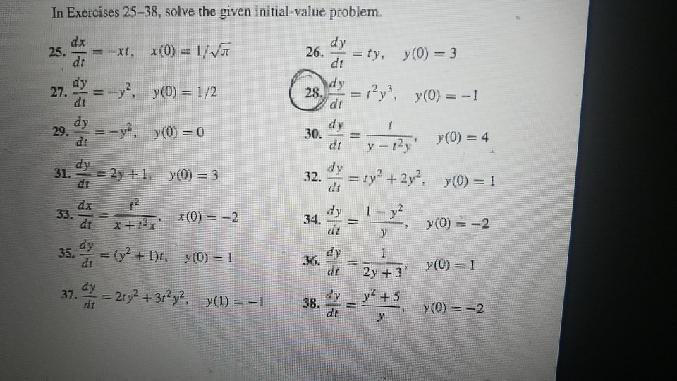 Solved In Exercises 25-38, solve the given initial-value | Chegg.com