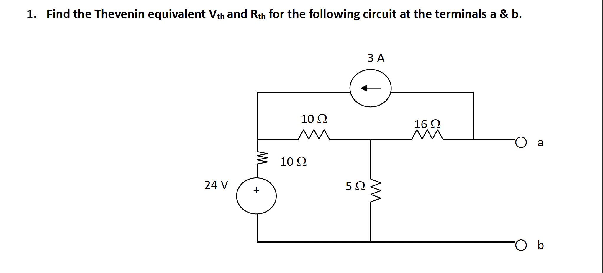 Solved 1. Find the Thevenin equivalent Vth and Rth for the | Chegg.com