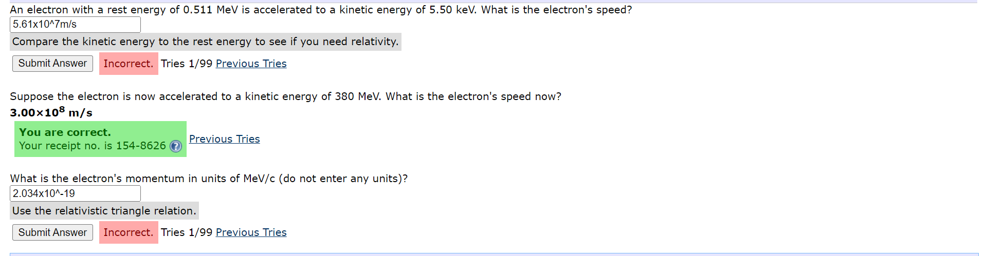 Solved An electron with a rest energy of 0.511MeV is | Chegg.com