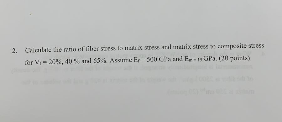 Solved 2. Calculate the ratio of fiber stress to matrix | Chegg.com