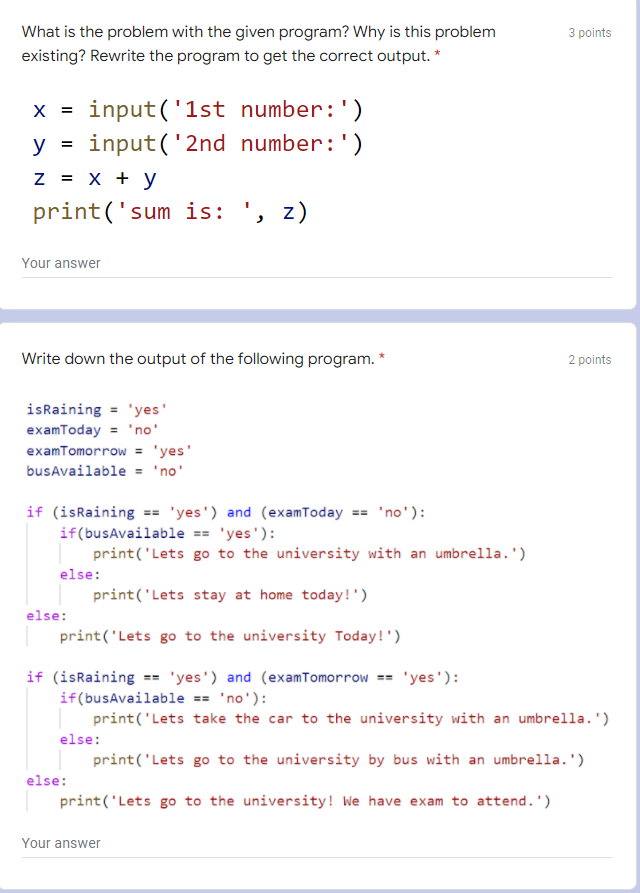 Solved 3 points What is the problem with the given program? | Chegg.com
