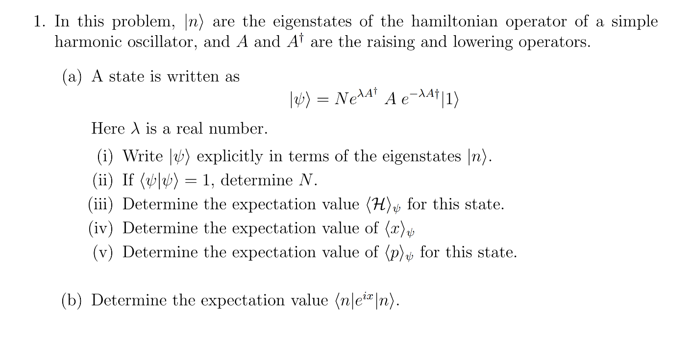 Solved 1. In this problem, ∣n are the eigenstates of the | Chegg.com