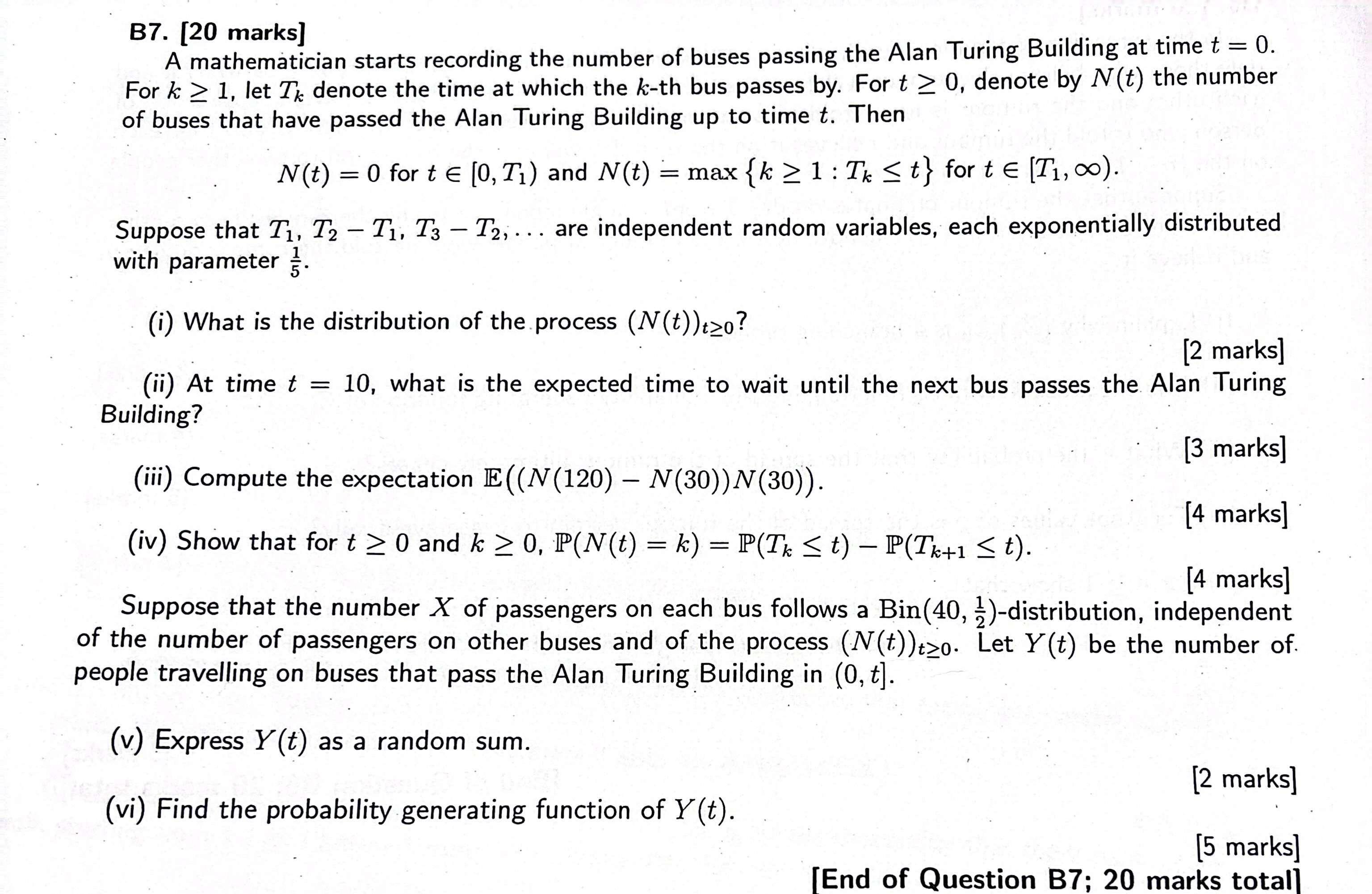 Solved B7. [20 marks] A mathematician starts recording the | Chegg.com