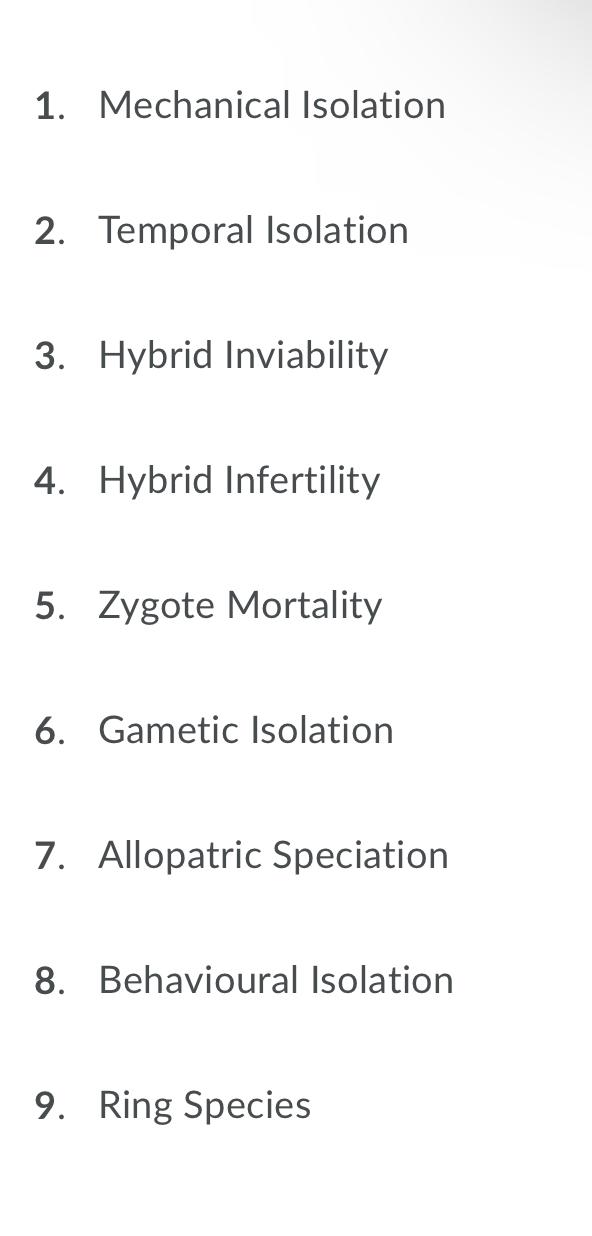 Solved 1. Mechanical Isolation 2. Temporal Isolation 3.