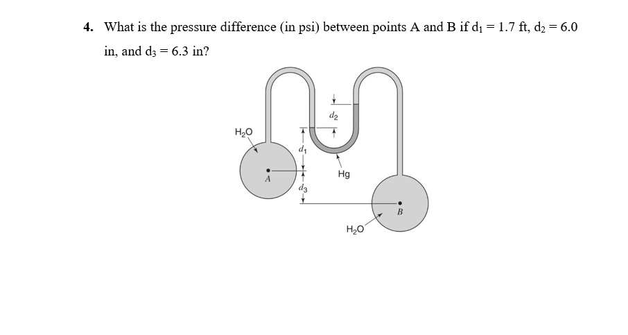 Solved 4. What is the pressure difference in psi) between | Chegg.com