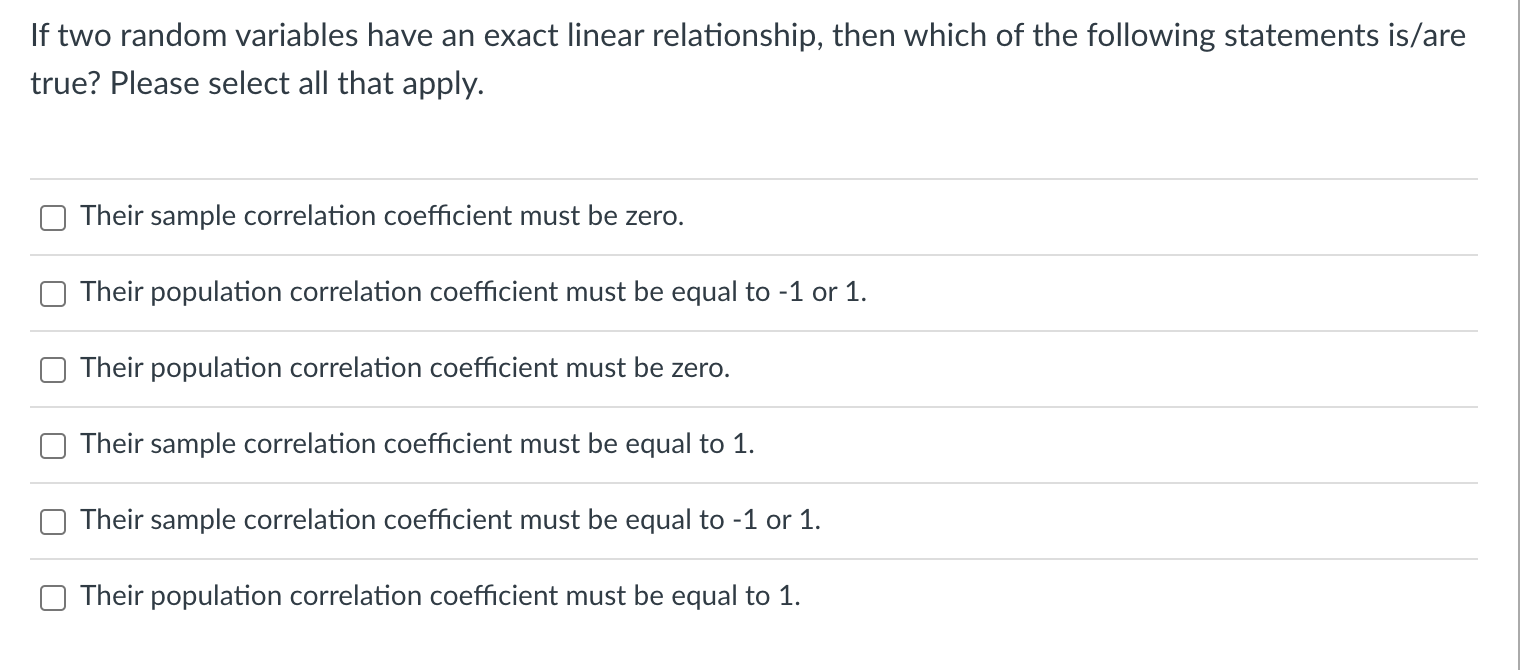 Solved If two random variables have an exact linear | Chegg.com