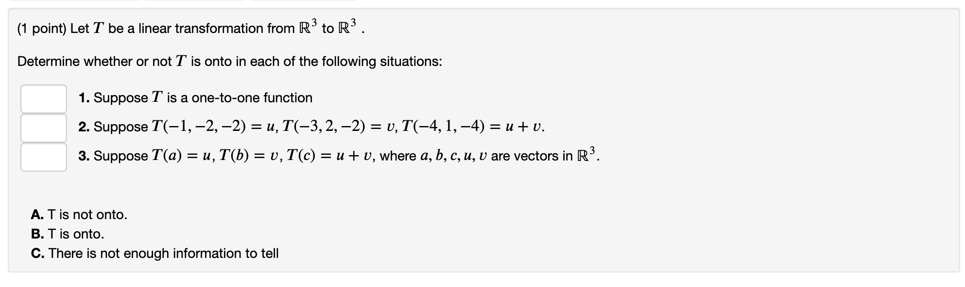 Solved 1 Point Let T Be A Linear Transformation From R3 Chegg Com