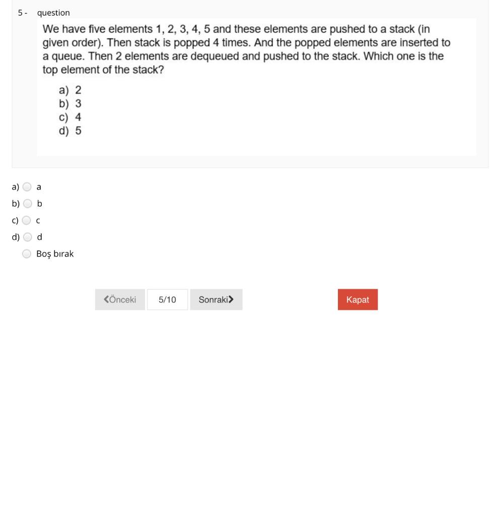 Solved 5 question We have five elements 1, 2, 3, 4, 5 and | Chegg.com