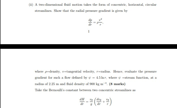 Solved This is a fluid mechanics 3 question. Please answer | Chegg.com