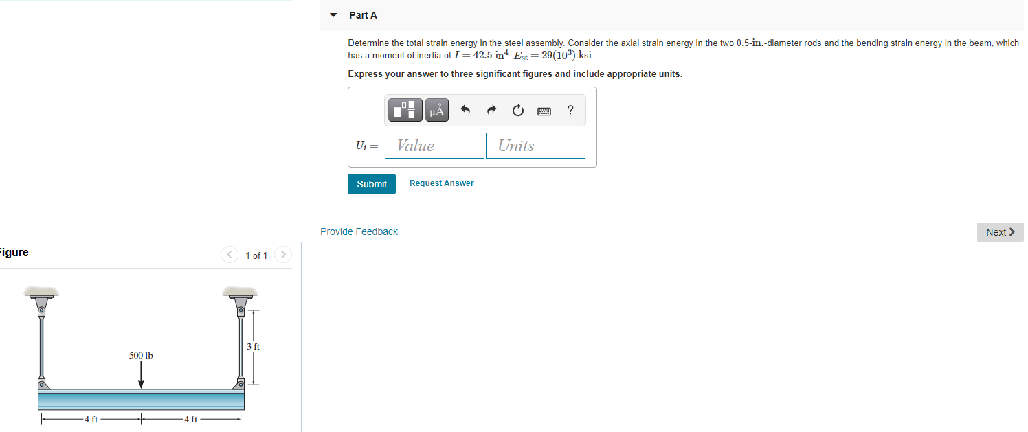 Solved Part A Determine The Total Strain Energy In The Steel | Chegg.com