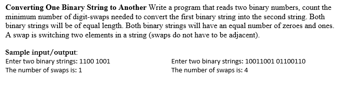Solved Converting One Binary String to Another Write a | Chegg.com