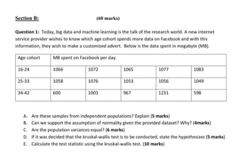 Solved Section B: (60 Marks) Question 1: Today, Big Data And | Chegg.com