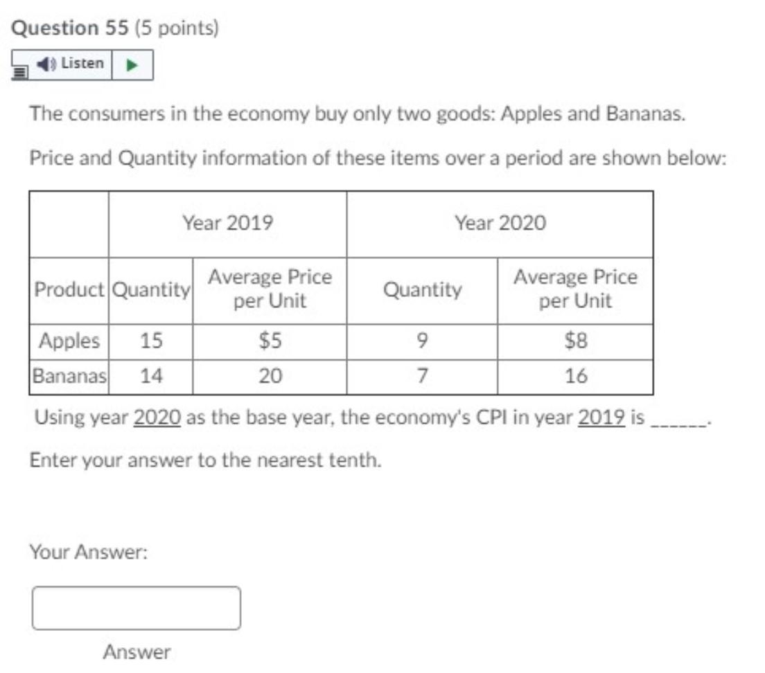 Solved Question 53 (3 points) Listen Use the following | Chegg.com