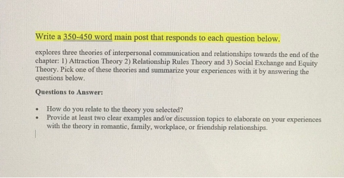 Solved Write a 350-450 word main post that responds to each | Chegg.com