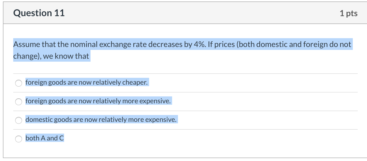 Solved Assume That The Nominal Exchange Rate Decreases By Chegg